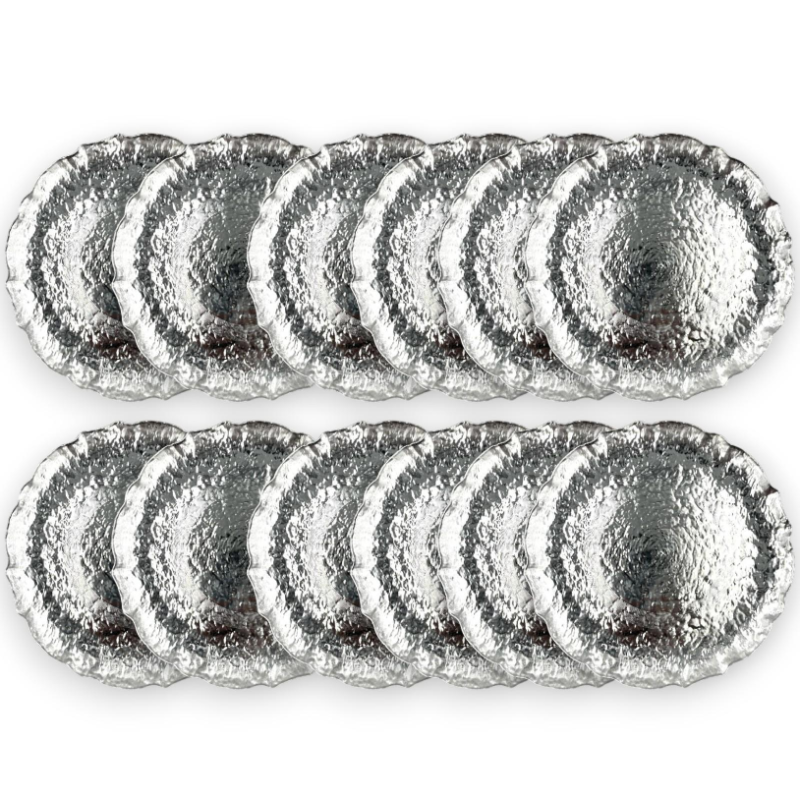 Set 12 Sottopiatti - Effetto Martellato - Argento