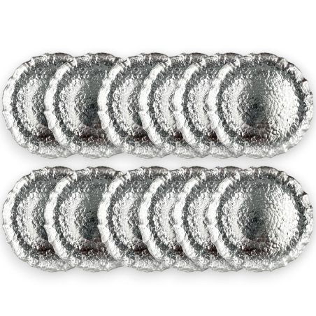 Set 12 Sottopiatti - Effetto Martellato - Argento