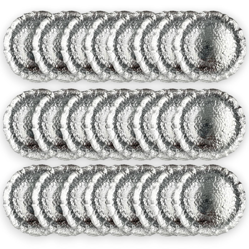 Set 24 Sottopiatti - Effetto Martellato - Argento