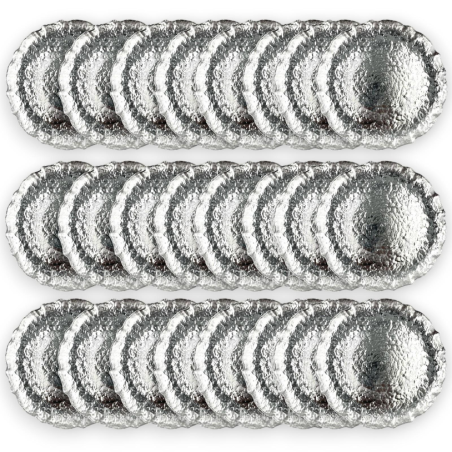 Set 24 Sottopiatti - Effetto Martellato - Argento