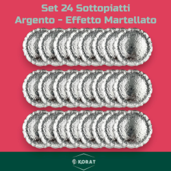 Set 24 Sottopiatti - Effetto Martellato - Argento