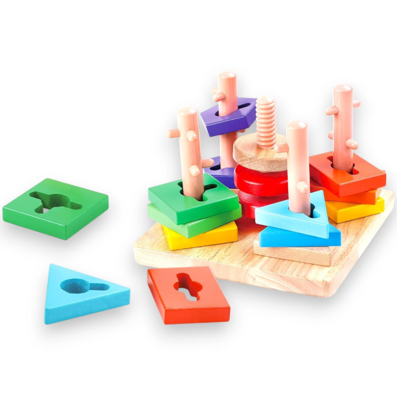 Fatto di Legno - Impilatore Geometrico in Legno - Gioco Montessoriano 