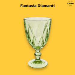 Set di 6 Calici in Vetro Colorati - Fantasia Diamante- 340 ML