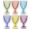 Set di 6 Calici in Vetro Colorati - Fantasia Diamante- 340 ML