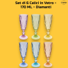 Set di 6 Calici in Vetro Colorati - Fantasia Diamante- 170 ML