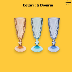 Set di 6 Calici in Vetro Colorati - Fantasia Diamante- 170 ML