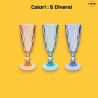 Set di 6 Calici in Vetro Colorati - Fantasia Diamante- 170 ML
