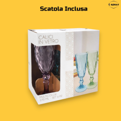 Set di 6 Calici in Vetro Colorati - Fantasia Diamante- 170 ML