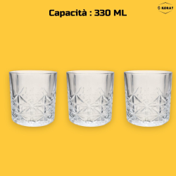 Set di 6 Bicchieri in Vetro Trasparente - 330 Ml - Modello Fiori