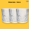 Set di 6 Bicchieri in Vetro Trasparente - 330 Ml - Modello Fiori
