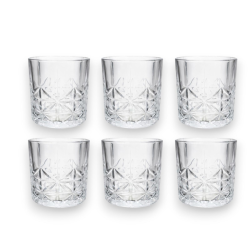 Set di 6 Bicchieri in Vetro Trasparente - 330 Ml - Modello Fiori