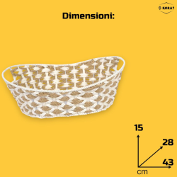 Cesta Ovale - 43x28 cm - Beige e Bianco