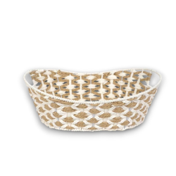Cesta Ovale - 43x28 cm - Beige e Bianco