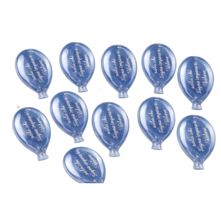 12 Palloncini Magnete - Blu Perlato - Con Frase - 4x6 cm