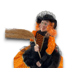 Bambola Pupazzo Befana 60cm seduta con Vestito a pois, Mantello e Scop