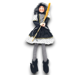 Befana Seduta in Resina - Abiti a Pois - 60 cm