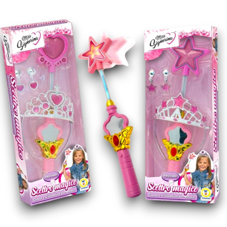 Bacchetta Magica Scettro con corona luci e suoni Principesse