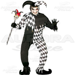Costume Vestito Joker Jolly Giullari Bianco-Nero