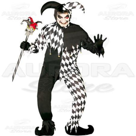 Costume Vestito Joker Jolly Giullari Bianco-Nero