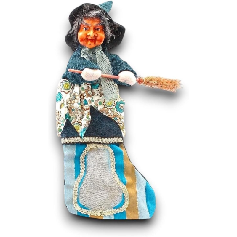 Befana Porta Dolciumi in Resina 40 cm - Con Calza