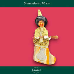 Befana Porta Dolciumi in Resina 40 cm - Con Calza