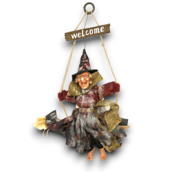 Befana Appendino in Resina - 40 cm - 2 Modelli Assortiti - Con Luci e 