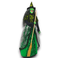 Befana in Resina - Vestito Paillettes - 40 cm - Con Luci e Suoni