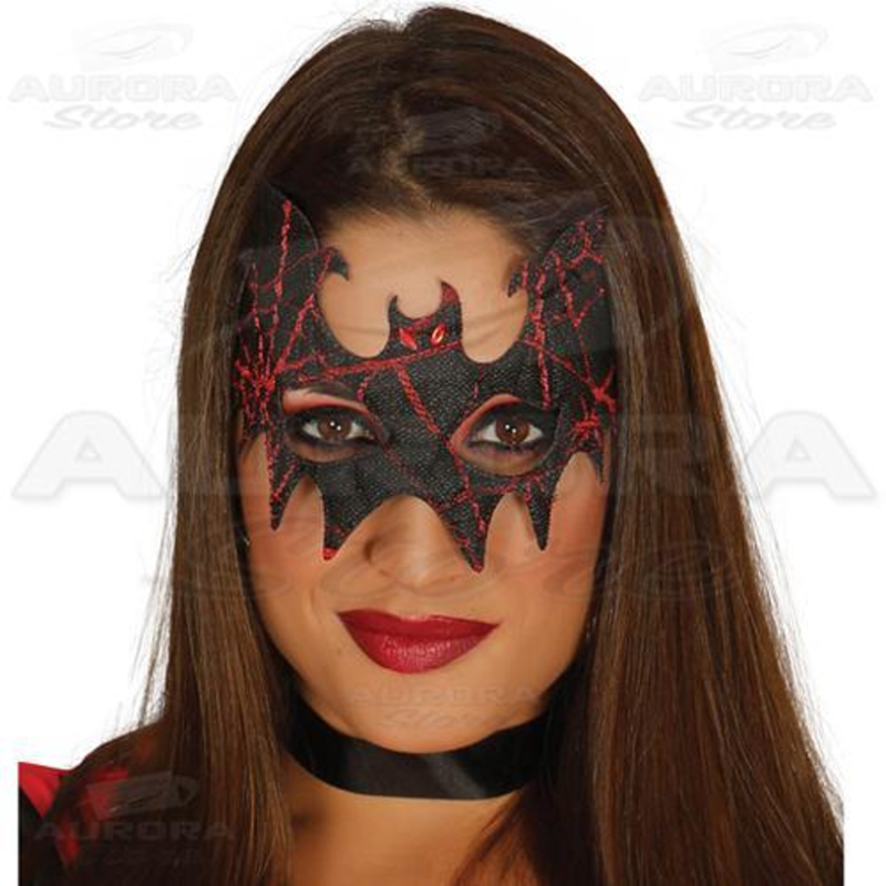 Maschera a forma di Pipistrello - Nero Rosso