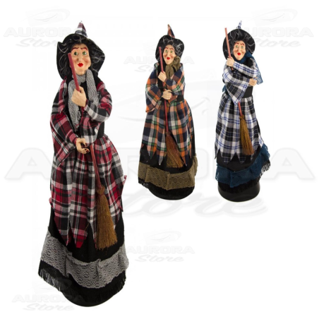 Befana con voce e luce decorativa - h 45 cm