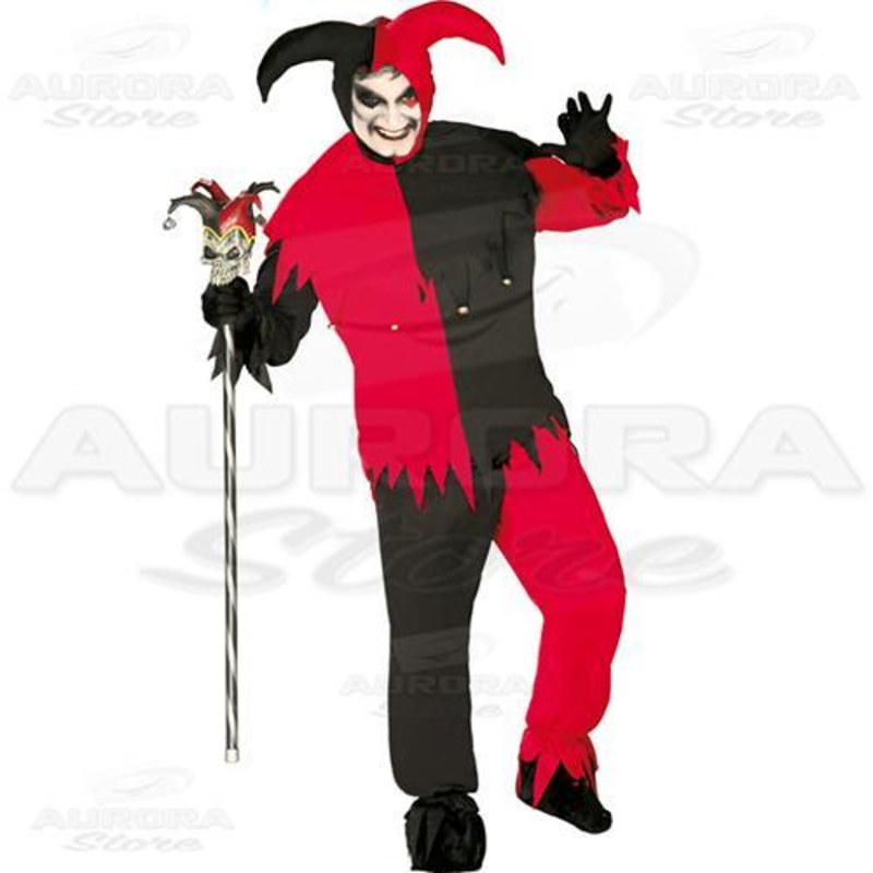 Costume Vestito Joker Jolly Giullari Rosso-Nero