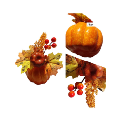 Piantina a Forma di Zucca Artificiale con Vaso h.14 cm