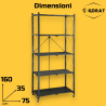 Scaffale in Ferro - 5 Ripiani - Nero - 263135