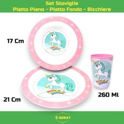 Uovo Sorpresa Pasqua Unicorno Bambini con Set Pappa 7 Pezzi in Melamin
