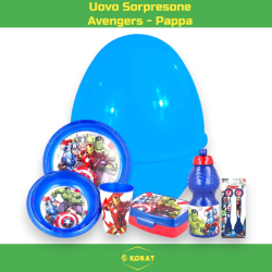 Uovo Sorpresa Pasqua Avengers Bambini con Set Pappa 7 Pezzi in Melamin