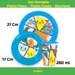Uovo Sorpresa Pasqua Pokémon Bambini con Set Pappa 7 Pezzi in Melamina