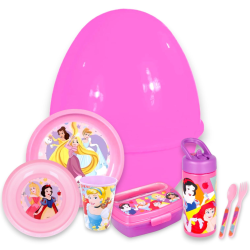 Uovo Sorpresa Principesse Disney Bambini con Set Pappa 7 Pezzi in Mela
