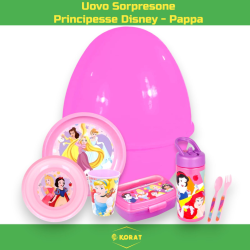 Uovo Sorpresa Principesse Disney Bambini con Set Pappa 7 Pezzi in Mela