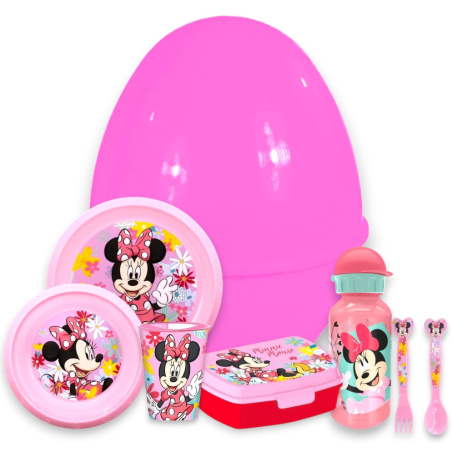 Uovo Sorpresa Pasqua Minnie Mouse Bambini con Set Pappa 7 Pezzi in Mel