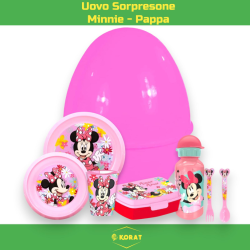 Uovo Sorpresa Pasqua Minnie Mouse Bambini con Set Pappa 7 Pezzi in Mel
