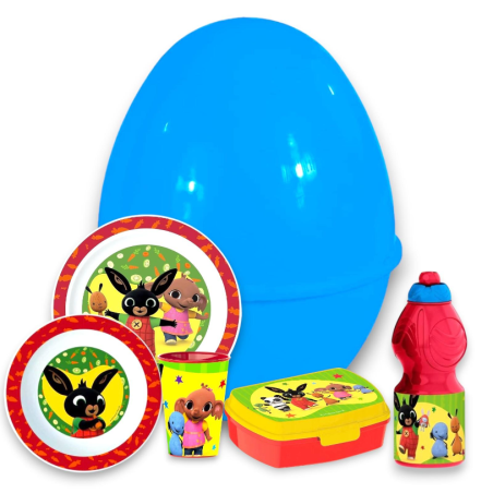 Uovo Sorpresa Pasqua Bing Bambini con Set Pappa 7 Pezzi in Melamina h.
