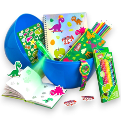 Uovo Sorpresa Pasqua Kit Scuola per Bambini Dinosauro con Set Colorare
