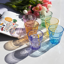 Set di 6 Bicchieri in Vetro Colorati - 360 Ml - Colori Assortiti - 12x