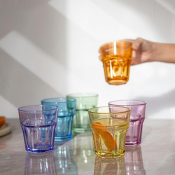 Set di 6 Bicchieri in Vetro Colorati - 360 Ml - Colori Assortiti - 12x