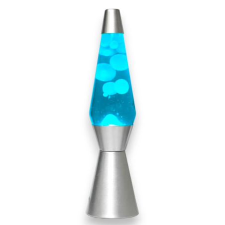 I - TOTAL - Lava Spaceship con Base  Argentata, Liquido Blu e Cera Bia