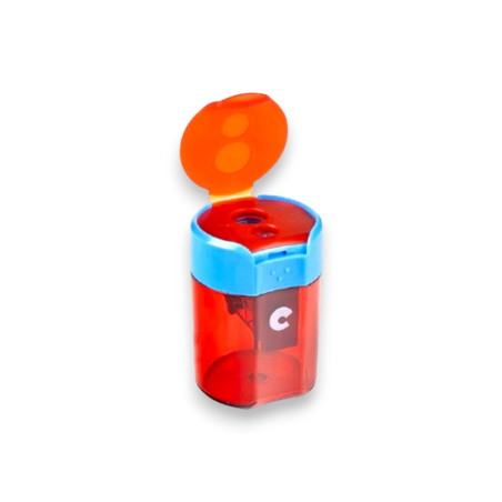 Carioca Temperamatite doppio con contenitore rotondo, multicolore