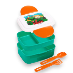 Puckator - Porta Pranzo Bento con Posate e Chiusura a Clip - Minecraft