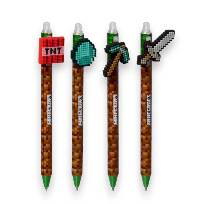 Puckator - Penna Cancellabile con Copripenna - Minecraft