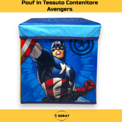 Pouf Contenitore in Tessuto Pieghevole - 30x30x30 cm - Avengers