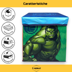 Pouf Contenitore in Tessuto Pieghevole - 30x30x30 cm - Avengers
