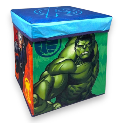 Pouf Contenitore in Tessuto Pieghevole - 30x30x30 cm - Avengers